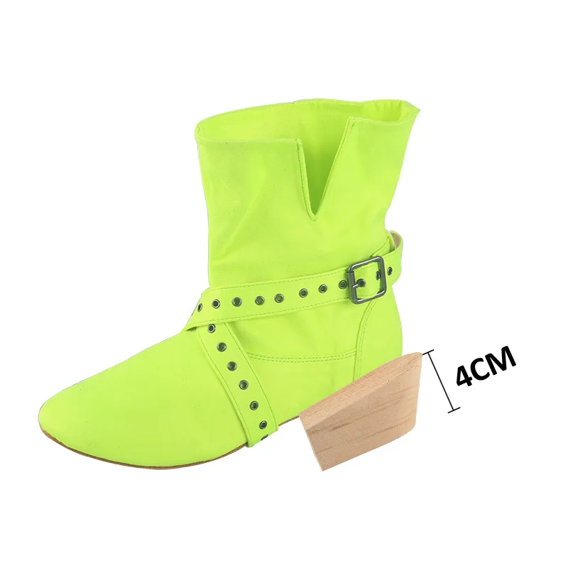 Wedopus 28 Colors Customized Latin Dance Ankle Boots Woman Fluorescent Green Black Suede Ladies Country Dancing Boot indoor image 3