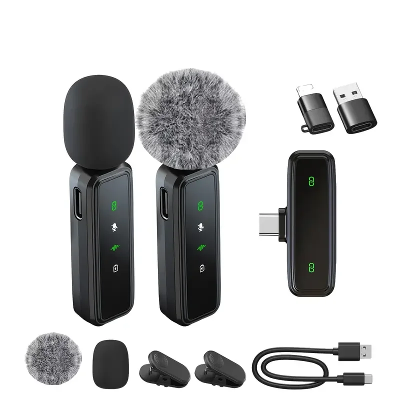 ميكروفون USB C Ti ميكروفون صغير لاسلكي لهواتف/أجهزة الكمبيوتر اللوحية/ميكروفون تسجيل فيديو بمشبك، مع مشبك قابل للدوران وتسجيل تقليل الضوضاء، مثالي لمبدعي محتوى Vlog Tiktok Youtube Podcast