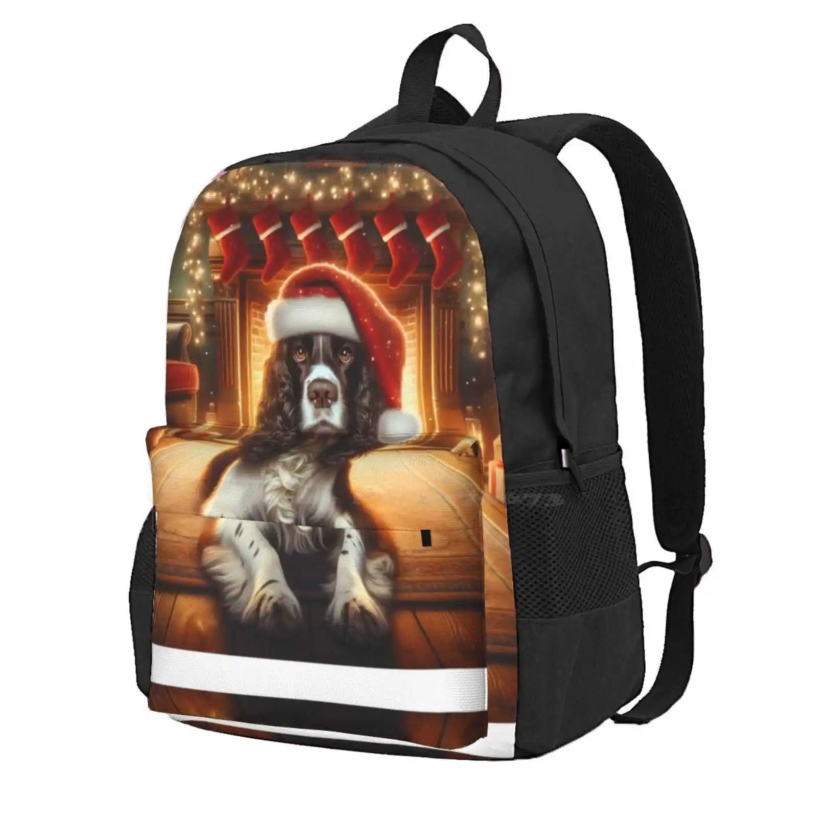 Christmas Springer Spaniel Hot Sale Schoolbag Backpack Fashion Bags Christmas Springer Spaniel Dog Merry Dogmas Merry Woofmas