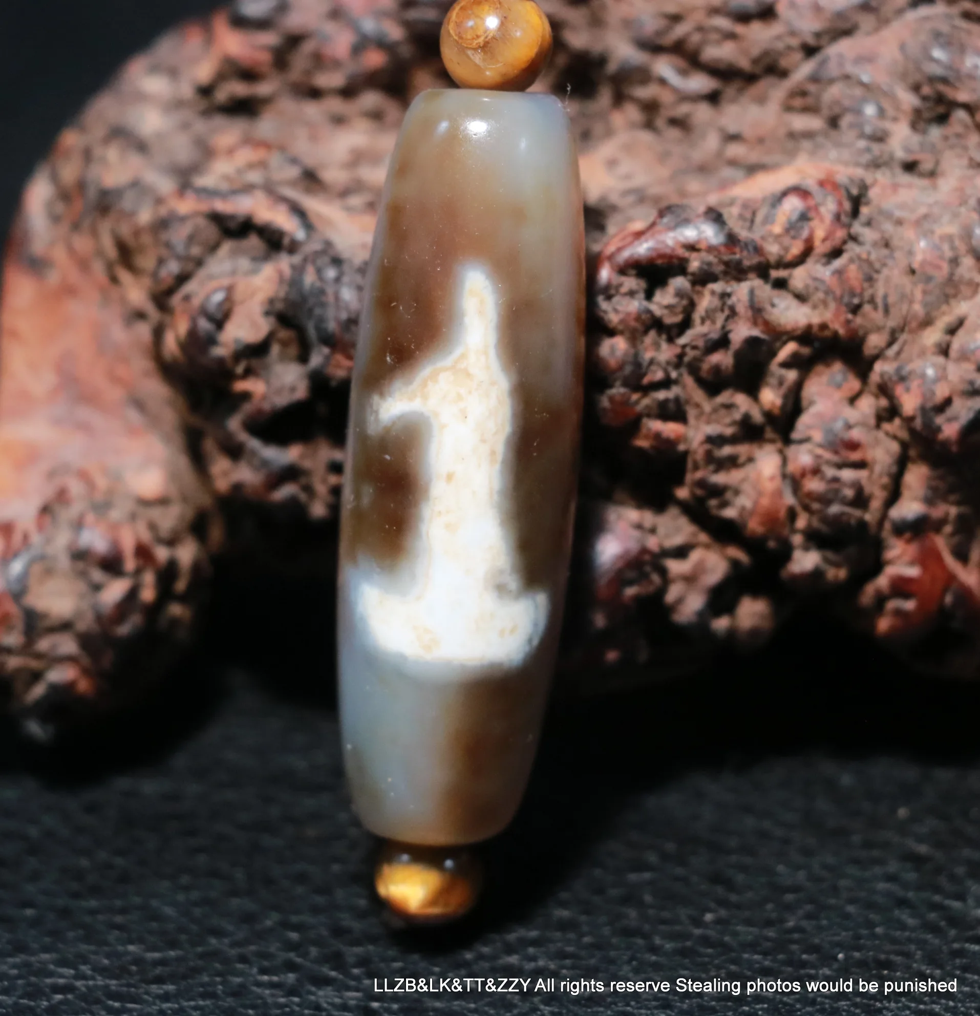 Treasure Magic Power Tibetan Old Agate Combine Tokens 2 Mercy Kwan Yin Figures dZi Bead Pendant Timestown RPL22120A56