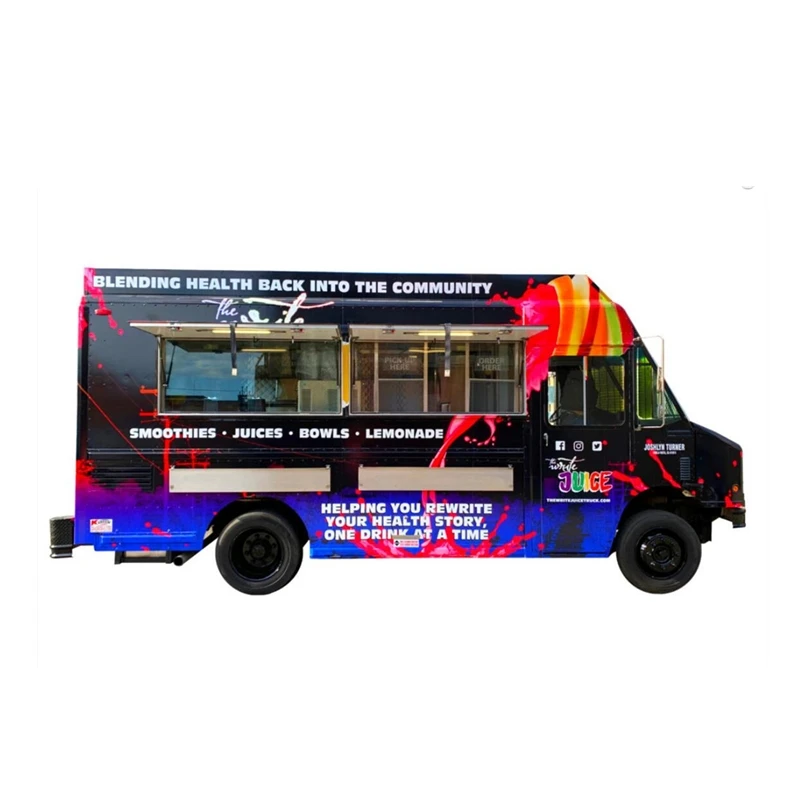 วินเทจมือถือไอศครีมรถบรรทุกอาหารกาแฟรถตู้ครัวมือถือร้านอาหารไฟฟ้า Taco รถเข็นอาหาร