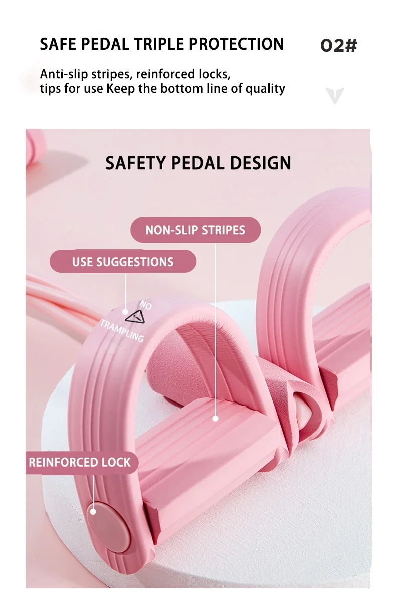 Multifunktionaler Vierrohr-Pedalspanner, Yoga, elastisches Band, Heimfitnessgeräte, Bauchstärkung, Spannseil – Detail 8