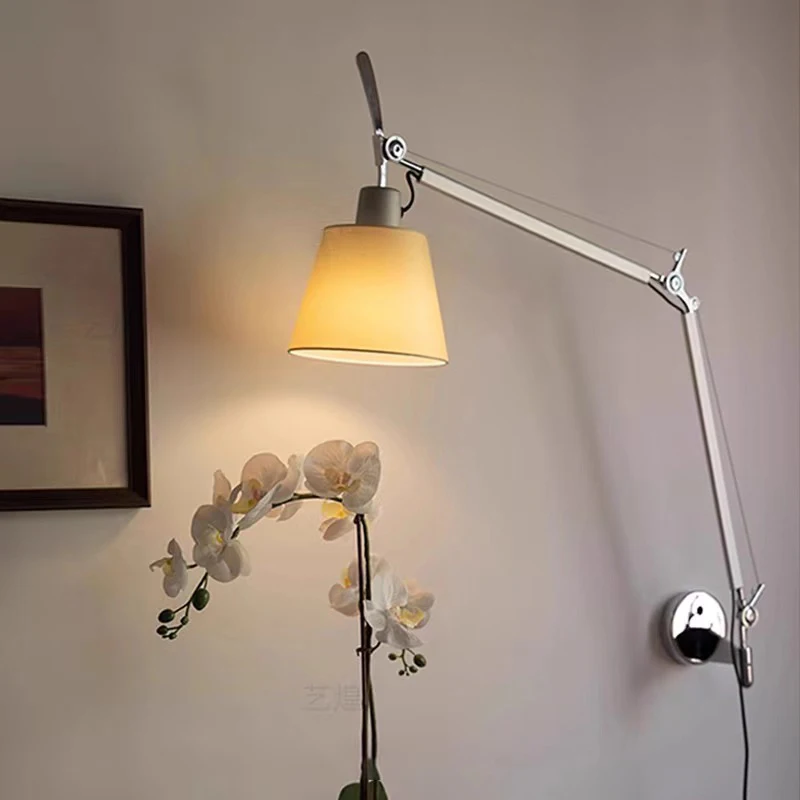 minimalista prata balancim lampadas de parede telescopica dobravel polo longo quarto cabeceira sala de estar mesa leitura luzes de parede 01