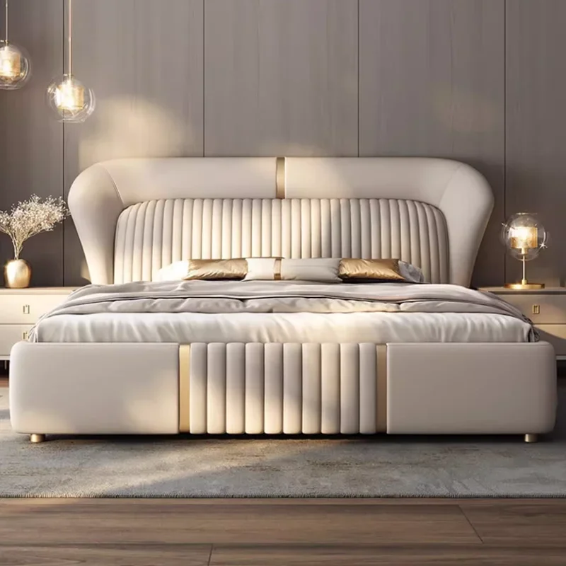 Floor Adult Soft Twin Bed Storage Headboard Luxury Simple Frame Twin Bed Ottoman White Letto Matrimonile Bed Room Furniture