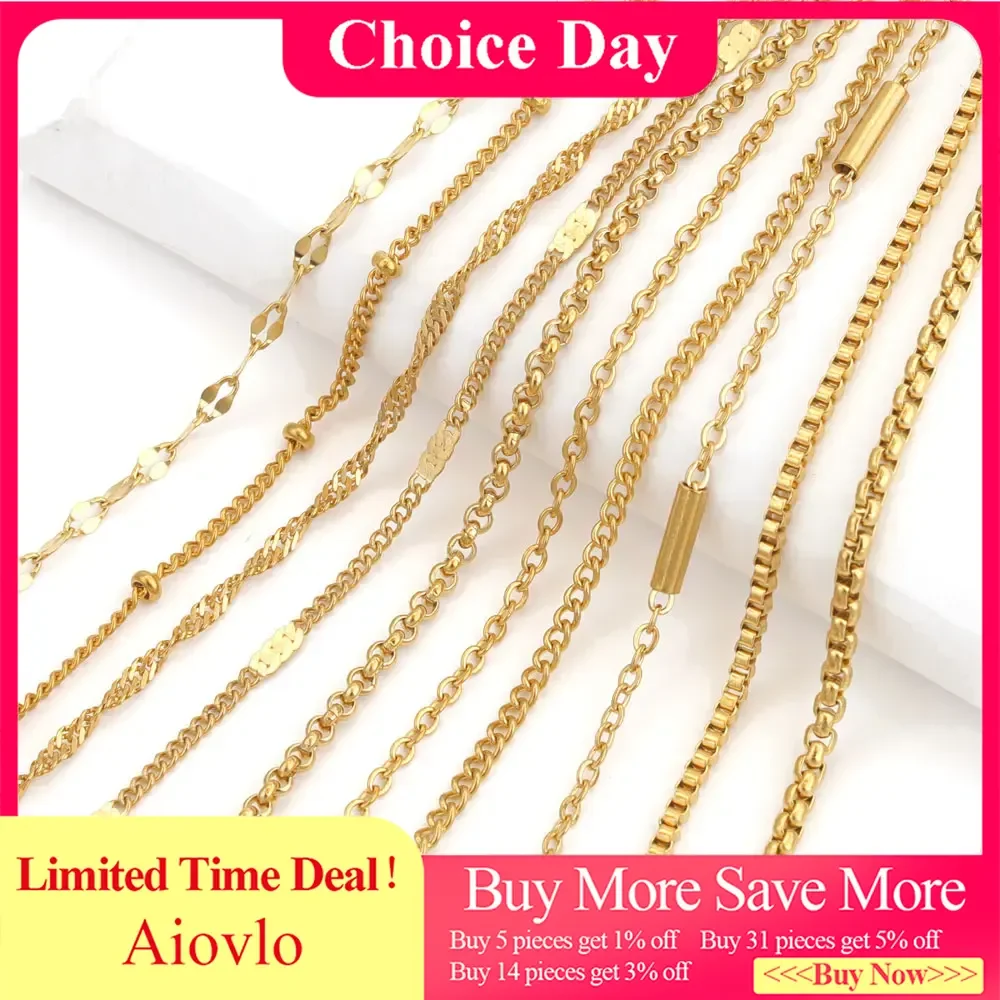 

5 PCS stainless steel Cuban bead corrugated chain DIY Pvd gold-plated necklace with lobster clasp adjustable chain wholesale