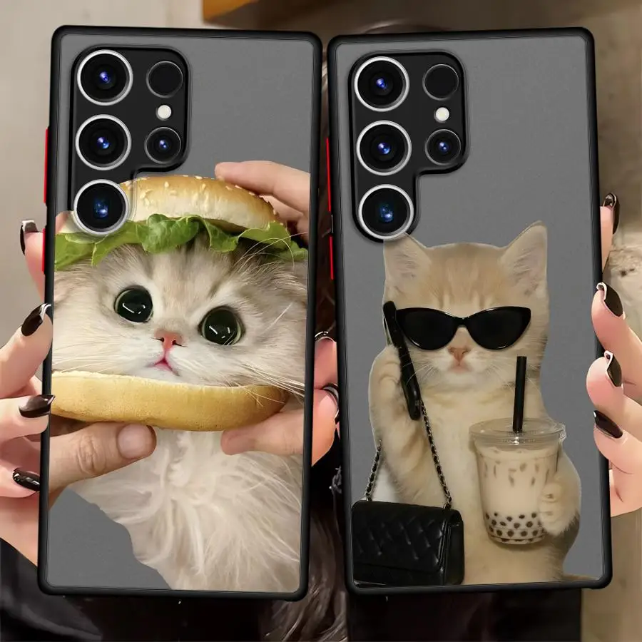 Case for Samsung Galaxy S21 S20 S23 FE S26 S24 Plus S25 Ultra S22 Note 20 10+ Phone Cover Cute Cat