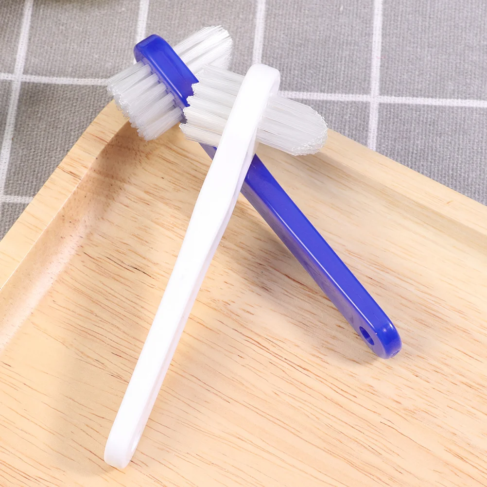 Denture Brush False Teeth Dual Heads Toothbrush Denture Dedicated Toothbrush Cleaning Tool Anti Skid Denture Toothbrush