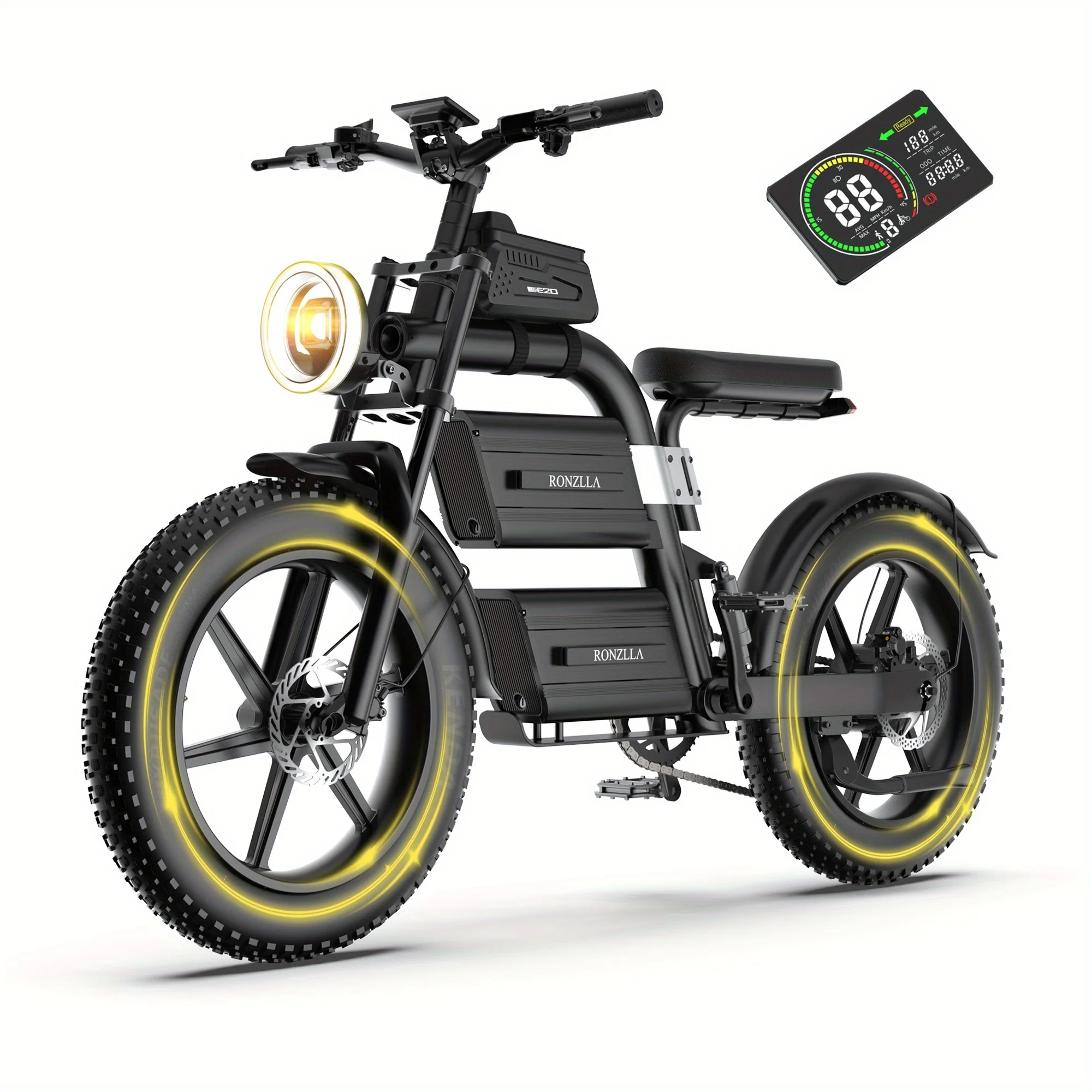 

RONZLA Adult Electric Off-Road Vehicle, 60V 20Ah X 2 Detachable Batteries, 93 Mile Long Range, High-Speed Power Motor, 7-Speed G