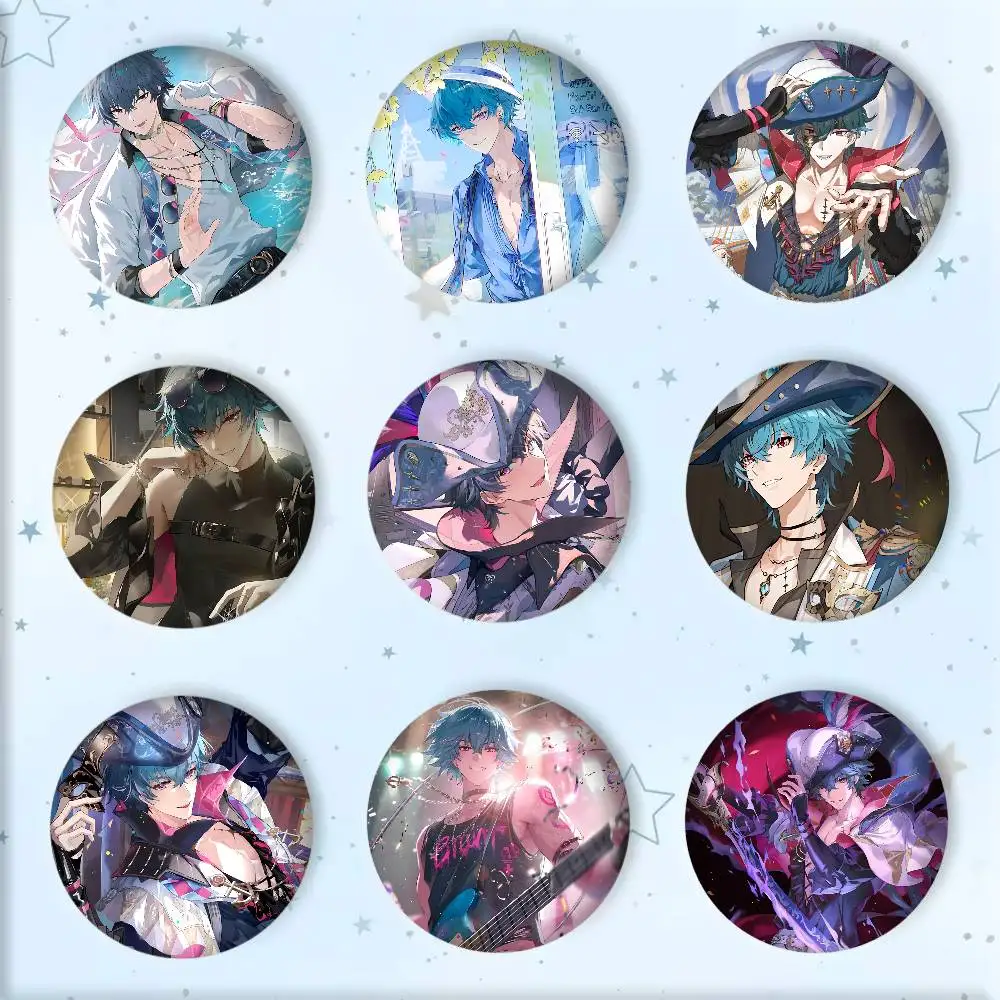 Anime Game Cool Boy Wuthering Waves Brant Badge Tinplate Round Laser Brooch Clothes Backpack Accessories Lapel