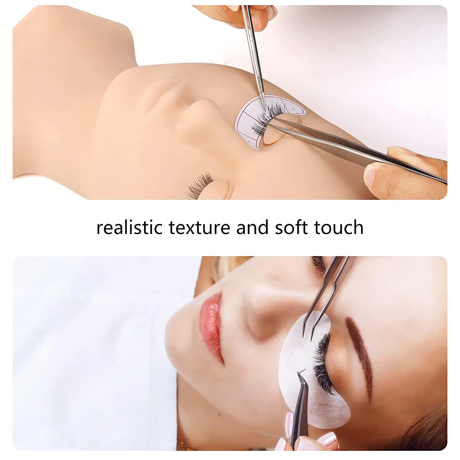 Replacement Eyelids for Eyelash Mannequin Head, Removable Eyelid with Eyelashes Extension Training Lash Mannequin Head