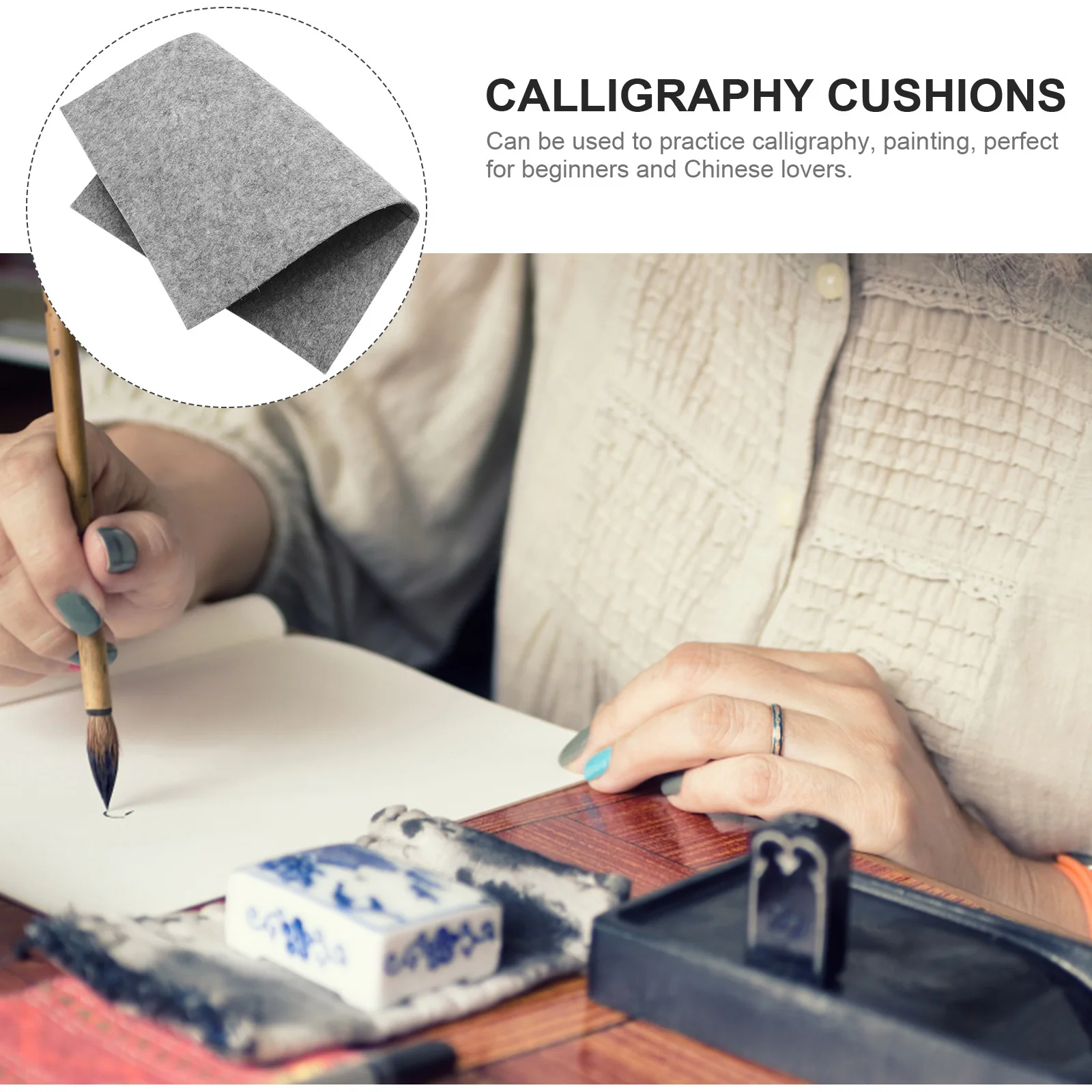 

Calligraphy Felt Mat Chinese Painting Practice Mat Professional Study Tabletop Accessory 120x60cm Calligraphy Cushions
