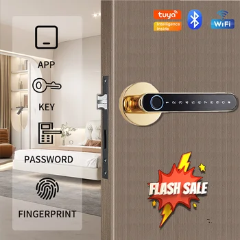 Tuya Fingerabdruck Biometrisches Smart Türschloss Home Apartment mit Schlüsselkarte Digitales Türschloss Tastatur Keyless Entry