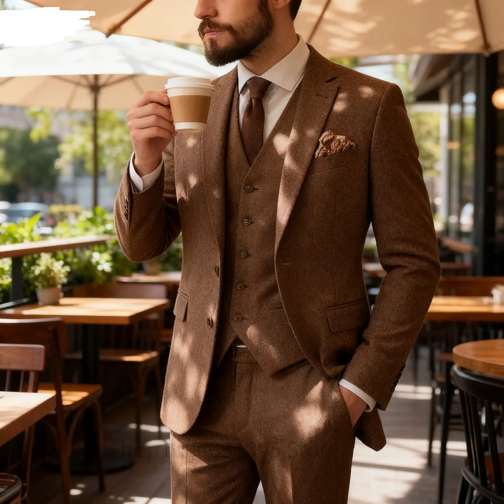 

Classic Wedding Tuxedos Slim Fit Bridegroom For Men 3 Pieces Groomsmen Suit Male Formal Business Men Suits(Jacket+Vest+Pants）