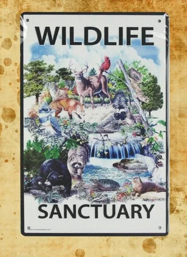 Wildlife Sanctuary tin metal sign bedroom design dorm room