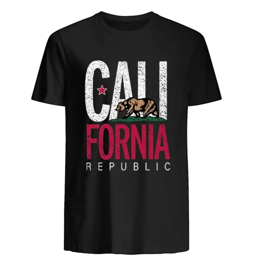 

Vintage California Republic State Flag Bear T-Shirt 100% Cotton O-Neck Summer Short Sleeve Casual Mens T-shirt Size S-3XL