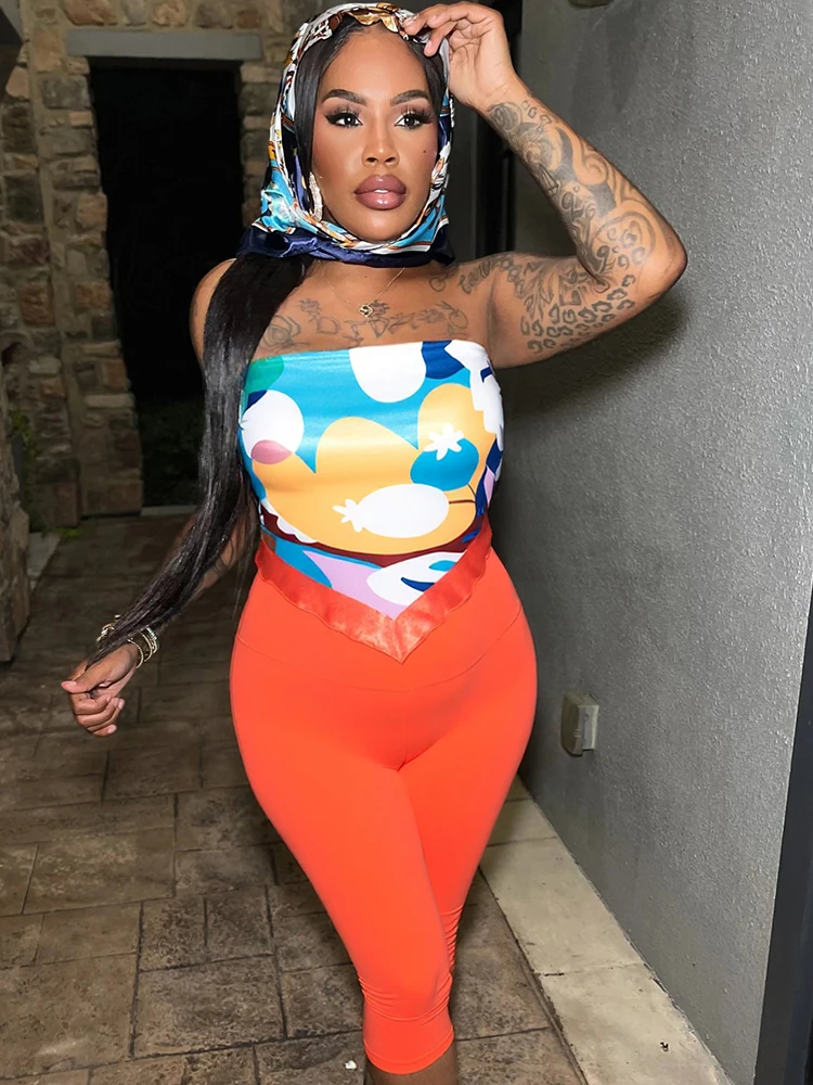 

Nibber Stretch Hipster женский комплект из 2 предметов Y2K без бретелек красочные топы с животом + велосипедные шорты облегающие полуночные клубные наряды для вечеринок