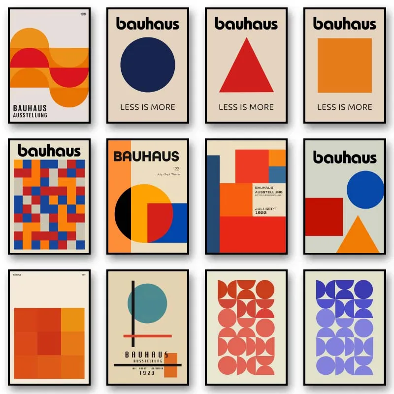 (Kein Rahmen) Abstrakte geometrische Bauhaus-Poster im Mid-Century-Stil, Leinwandgemälde für die Wand, Drucke von