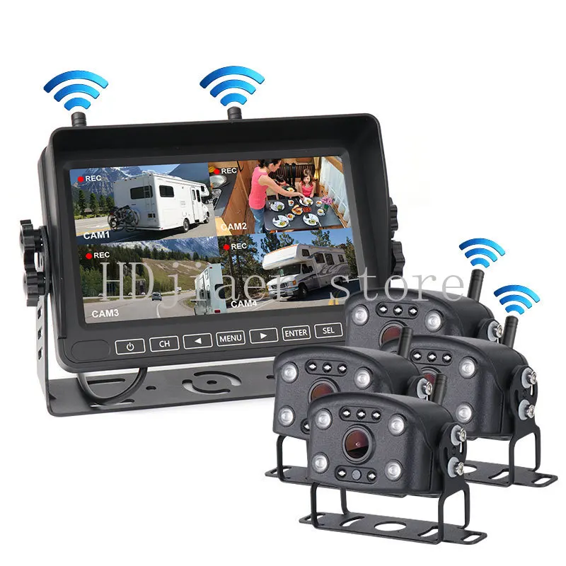 

Wireless Backup Camera Kit for Cars & Trucks - with Monitor, Blind Spot Vision, Full-Set Rear View System