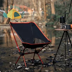 DZ Outdoor Aluminum Alloy Folding Moon Chair Portable Fold Leisure Chair Camping Self Driving Barbecue Fishing Sketching Chairs