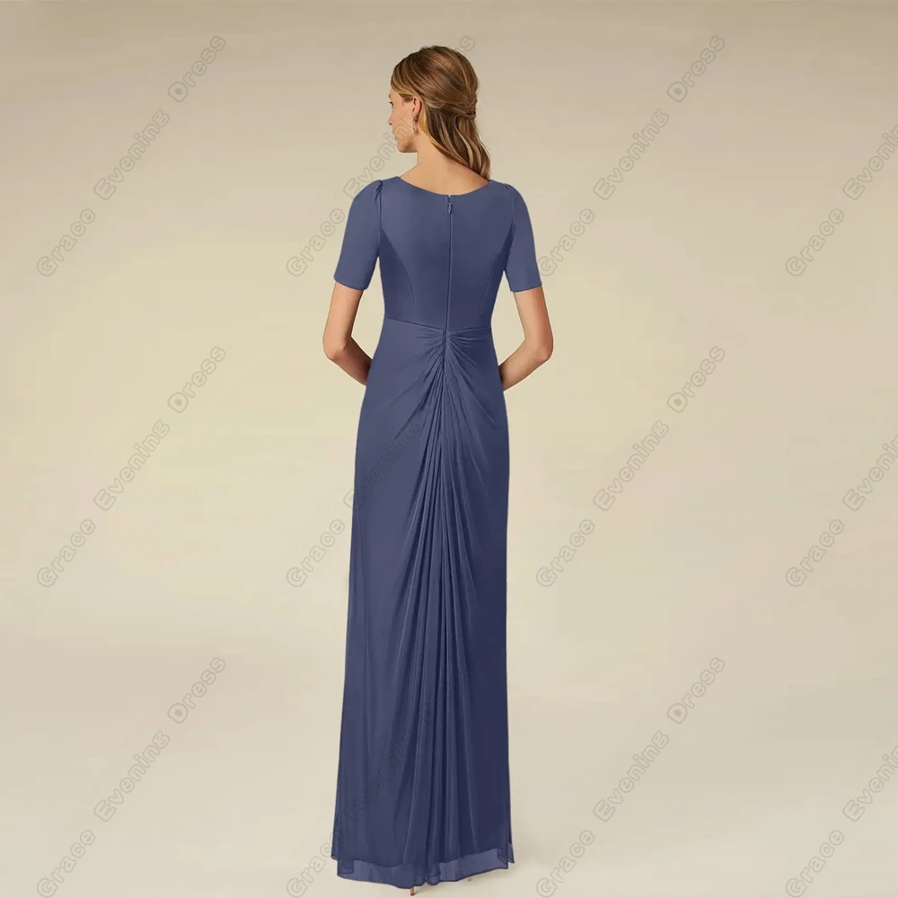 Strapless Mother of Bride Dresses for Women Short Sleeve Wedding Party Dresses with Pleat 2024 Summer New Robe De Soirée Zipper