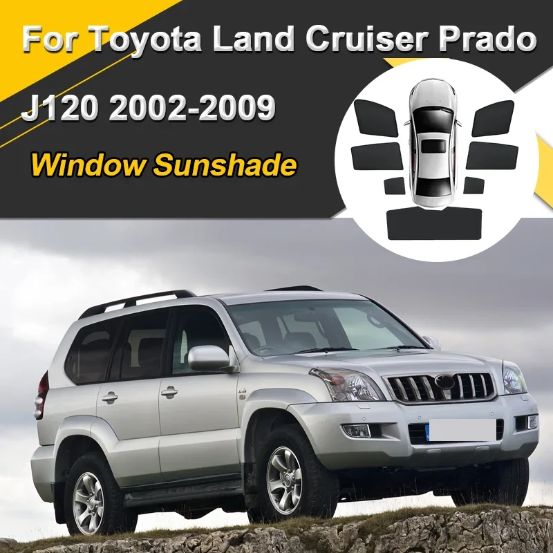 Car Sun Shades For Toyota Land Cruiser Prado J120 MK3 2002-2009 Sunshades Magnetic Heat insulation Window Visor Accessories