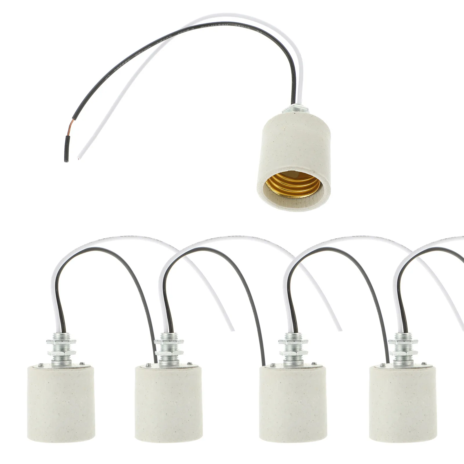 

5Pcs E27 Ceramic Light Socket Stylish Simple Design Easy Clean Lamp Holder High Thread Matching for Ceiling Lamps Home Office
