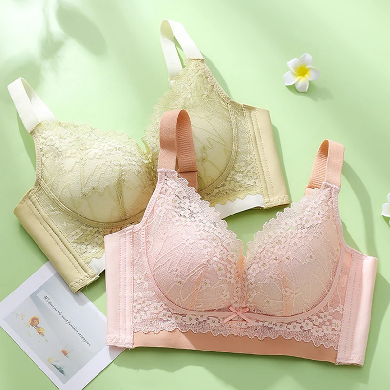 Small Chest No Underwire Bra Gathering Anti-Sagging Underwear Women\'s Sense Lace Bra Adjustable Type Soft And Breathable Bras