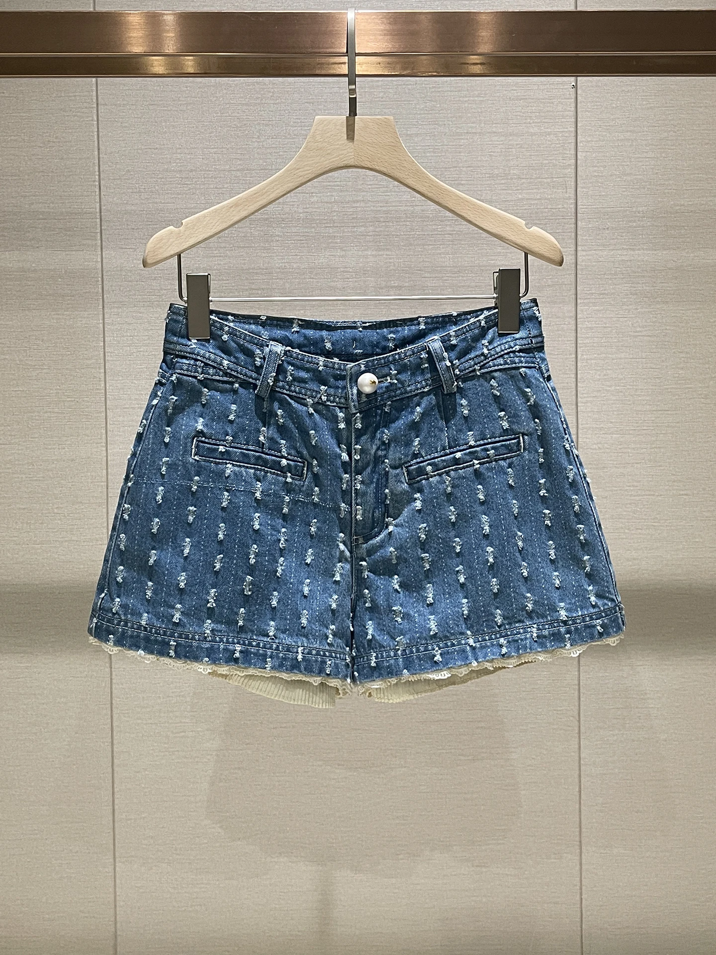 

Design Sensation High Waist Wide Leg Blue Jeans ort Pants Women Summer Casual Waed Effect Stand Fit Micro Stretch