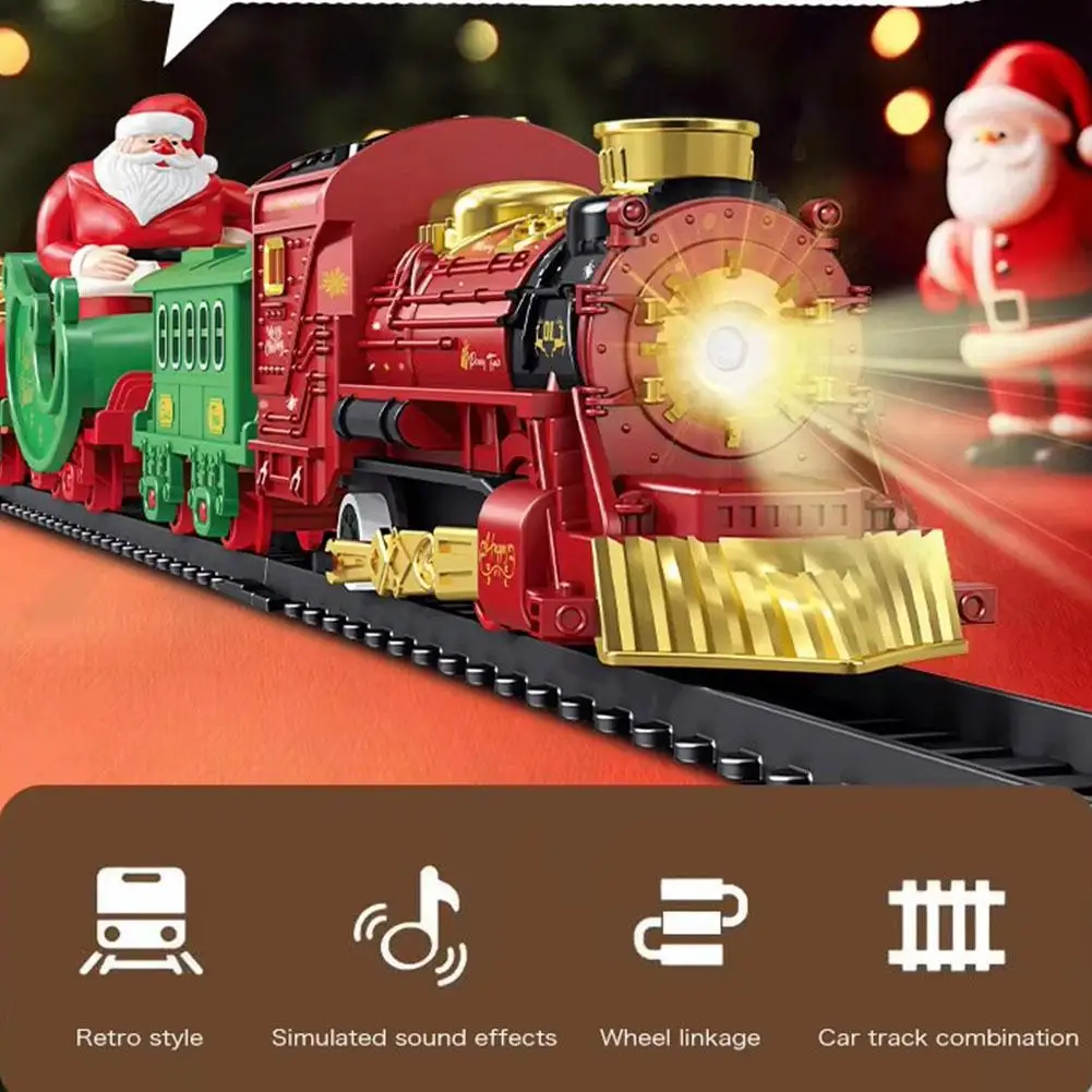 Train de noël électrique pour enfants, jouet sur rail 3d avec musique et lumières Led, cadeau éducatif pour enfants, vacances d'anniversaire K8y3