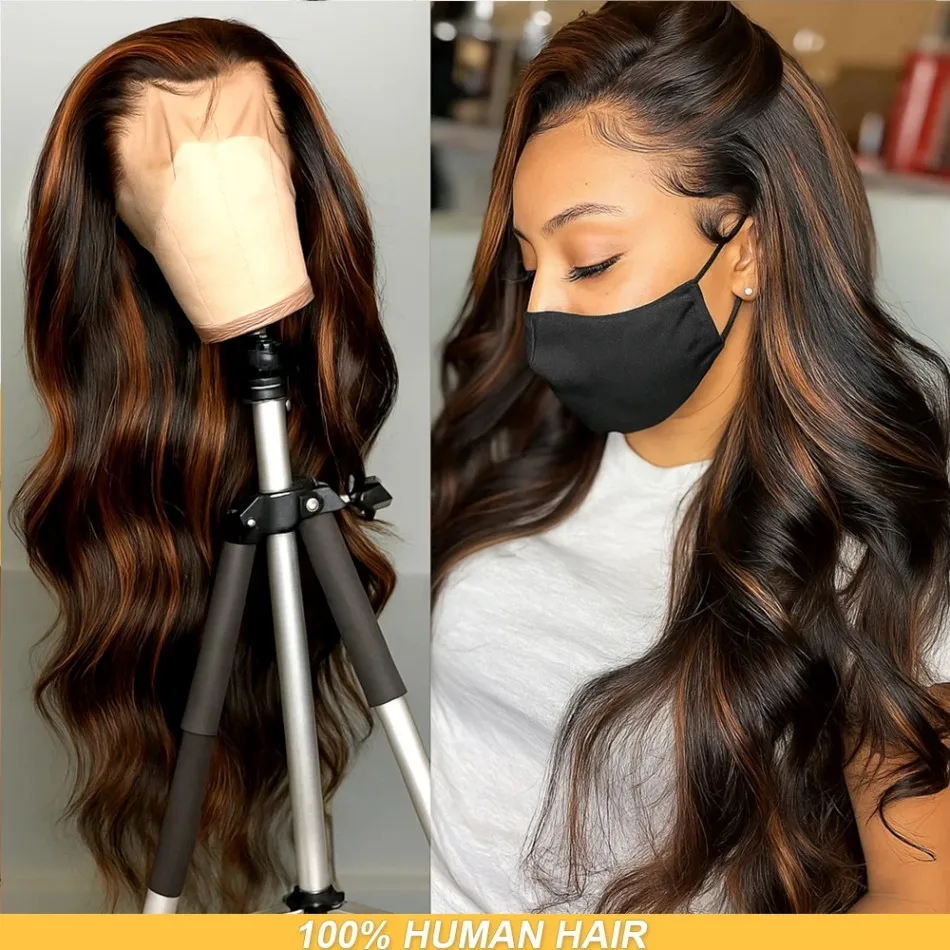 

Body Wave Human Hair Wig P1B30 Highlight 13X6 Hd Lace Frontal Wig Human Hair 250 Density Preplucked Brazilian Hair Wig For Women