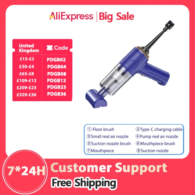 Purerobo New Portable Wireless Vacuum Cleaner Handheld Brushless Car Vacuum Cleaner blow/suction/pump/Inflate 4 in1 TYPE-C charg