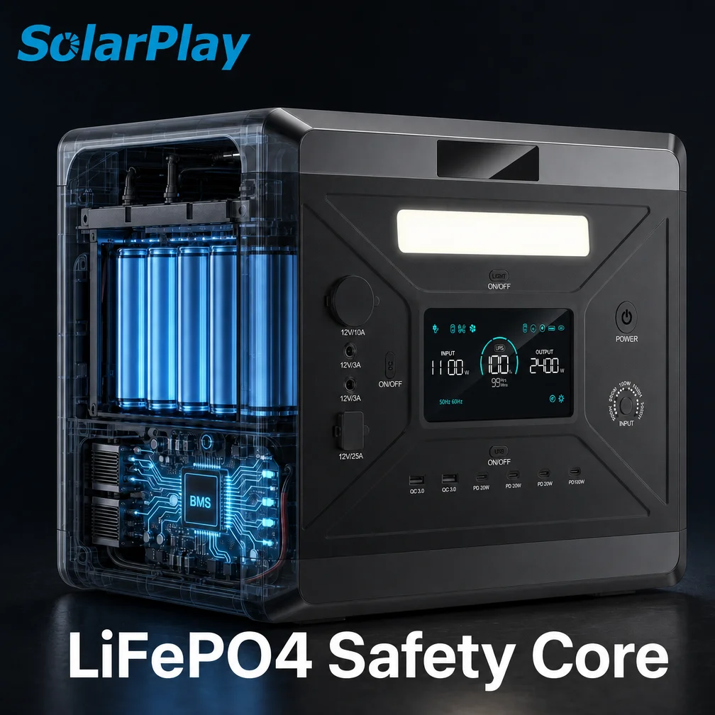 2400W LiFePO4 Battery Solar System Home Power 2160Wh Solar Generator Backup Battery For RV Travel Power Station