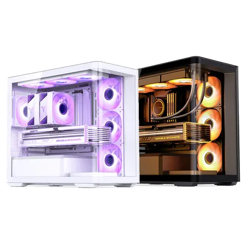 Bilashmart Jonsbo D300 Case Seaview Room ITX Panoramic Side Transparency Without Pillars Computer Chassis 360Water Cooler ATX Power Support