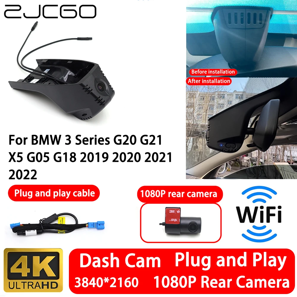 

for BMW 3 Series G20 G21 X5 G05 G18 2019 2020 2021 2022 4K 2160P Front Rear Camera Dash Cam Wifi Plug and Play Video Recorder