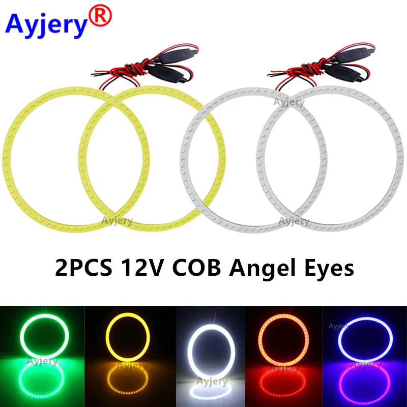 2SZT 12V Cob Led Ring 40mm 50mm 60mm 70mm 80mm 90mm 95mm 100mm 130mm 140mm Samochodowe światła przeciwmgielne LED Motocyklowe światła do jazdy dziennej