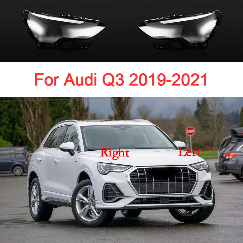 

For Audi Q3 2019 2020 2021 Car Headlight Cover Replacement PC Faros Delanteros Shell Transparent Lampshade Car Accessoires