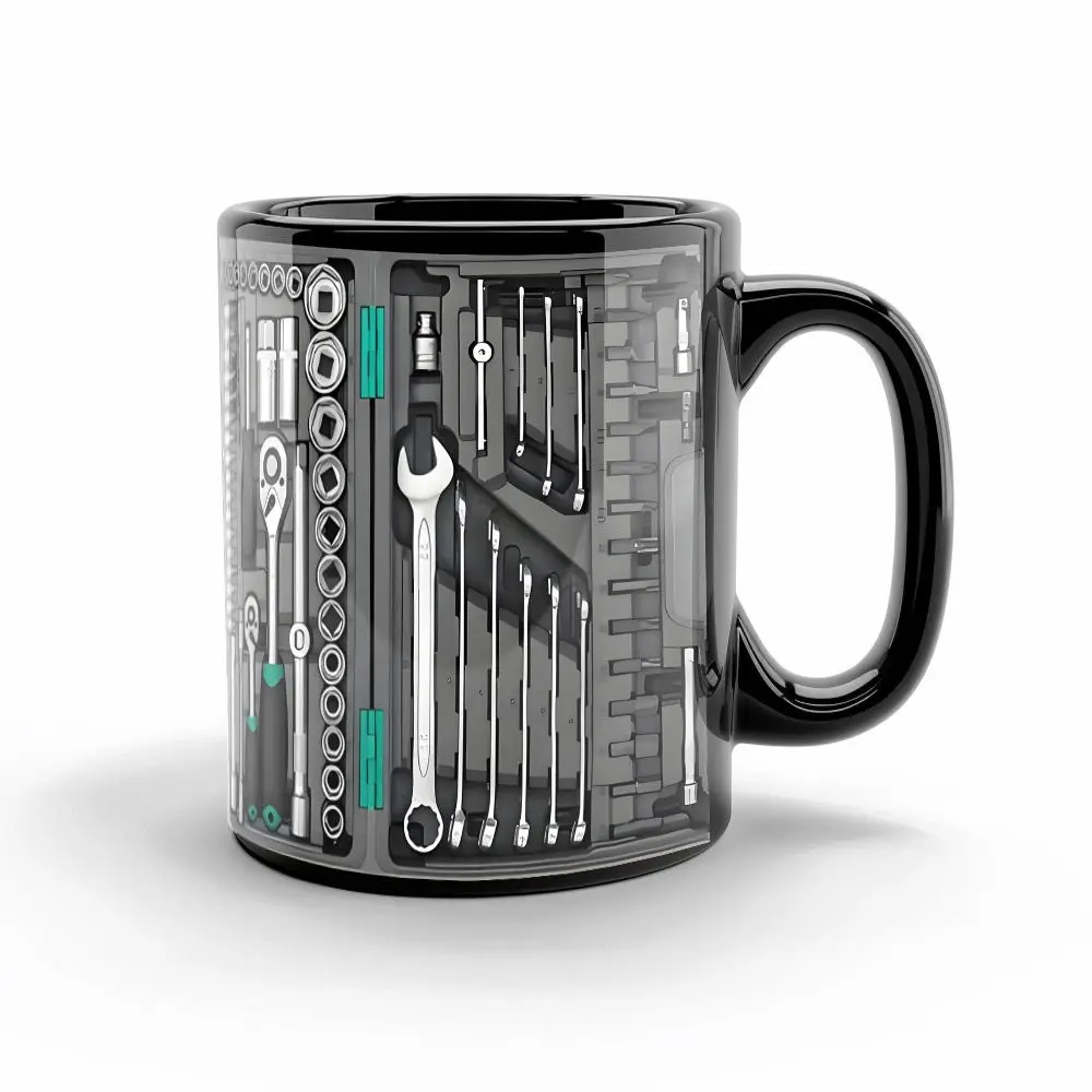 Funny 325ml Coffee Mug Toolbox Design Ceramic Mechanic Water Cup Wrench Pattern Sturdy Mechanic Mug Auto/Car Mechanic Gift