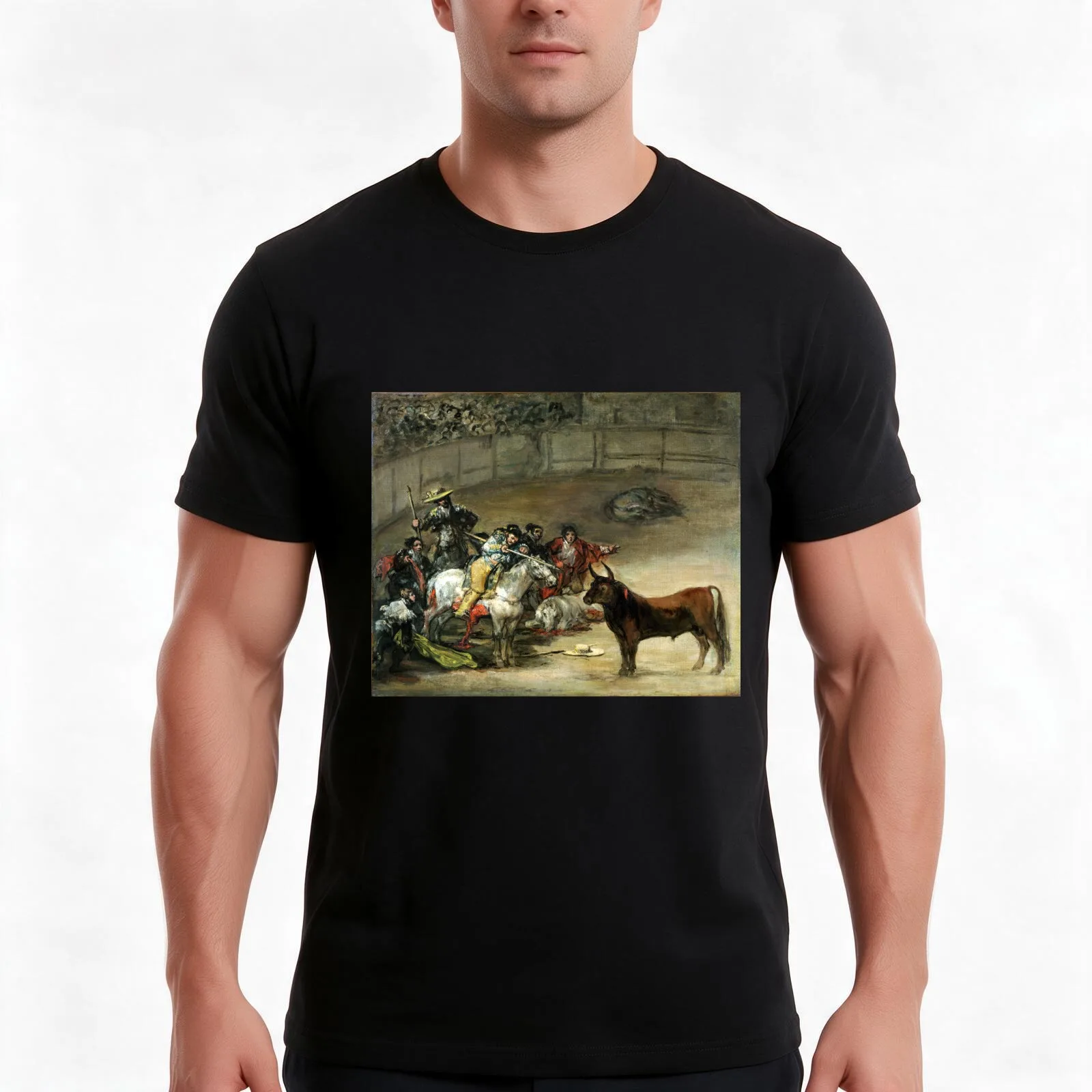 Francisco de Goya Bullfight, Suerte de Varas T-Shirt, Summer Casual Cotton Tee, Oversized Streetwear Tops, Vintage Graphic Print