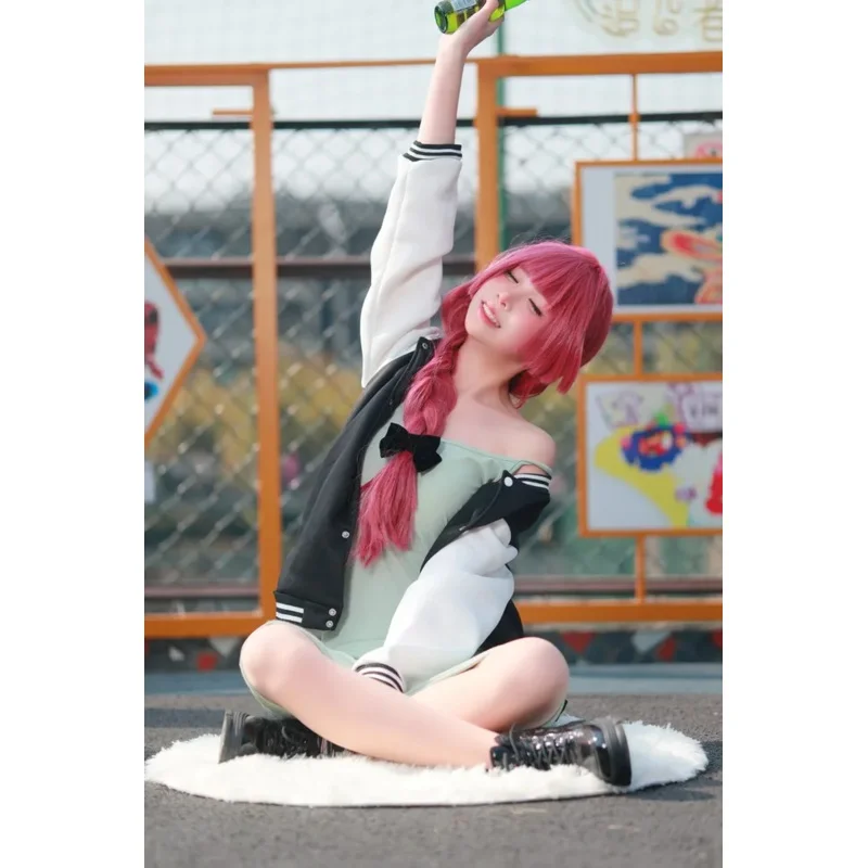 جديد 2025 Hiroi Kikuri زي أنيمي Bocchi The Rock شعر مستعار المرأة فستان لطيف البدلة هالوين تأثيري دور كرنفال Unifor ❤ ❤ د