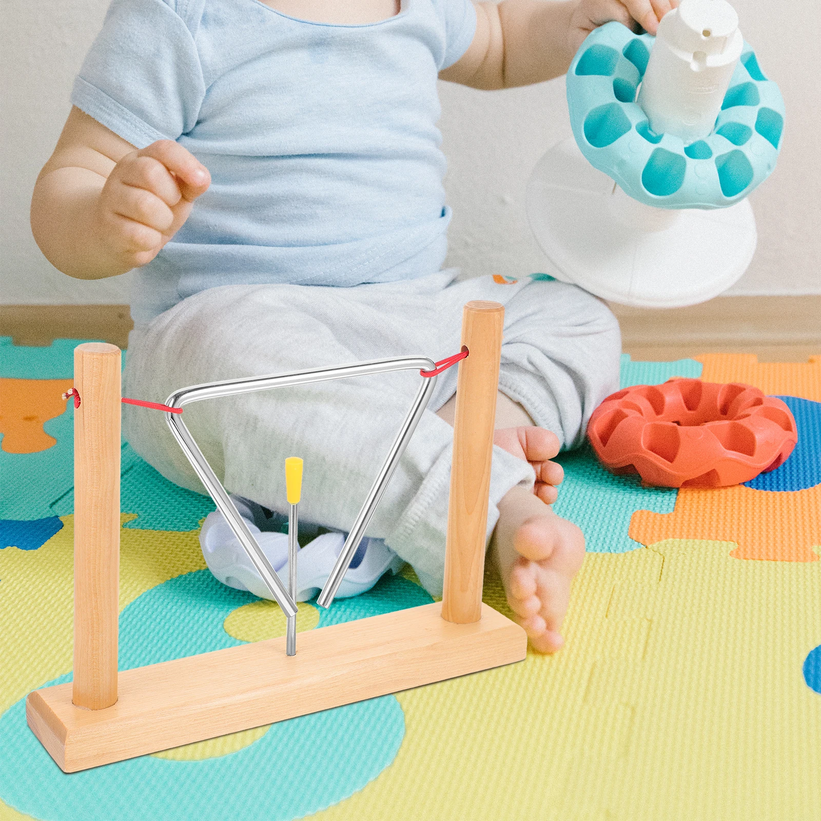 

2 Sets Triangular Hand Percussion Instrument Triangle Beater Instruments Iron Musical