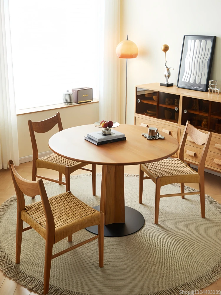 كرسي الروطان العتيق - مقعد منخفض من الخشب الصلب لتناول الطعام والزينة