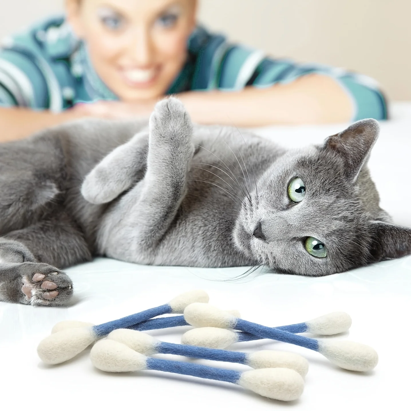 6Pcs Extra-Large Cat Swab Sticks, Oversized Interactive Cat Toy, Relieve Boredom, Durable Chew-Resistant Pet Teaser Stick