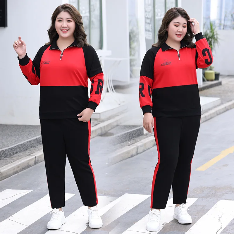 Large Size Autumn Women Sporting Suit Loose Sweatshirt+pant Running Jogging Outfits Casual Athletic Set Sports wear Tracksuit