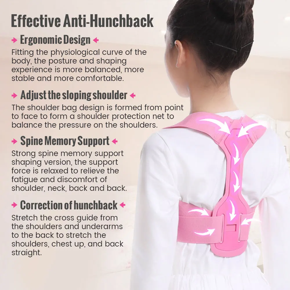 Back Corset Posture Corrector Belt Shoulder Support Waist Brace Adjustable Back Posture Correction for Kids Girl Boy Children