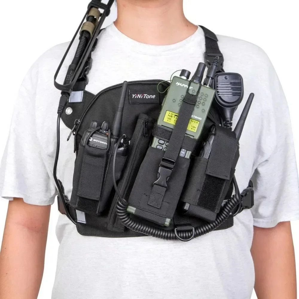 Radio Chest Harness Bag Pocket Pack Holster for Two Way Radio