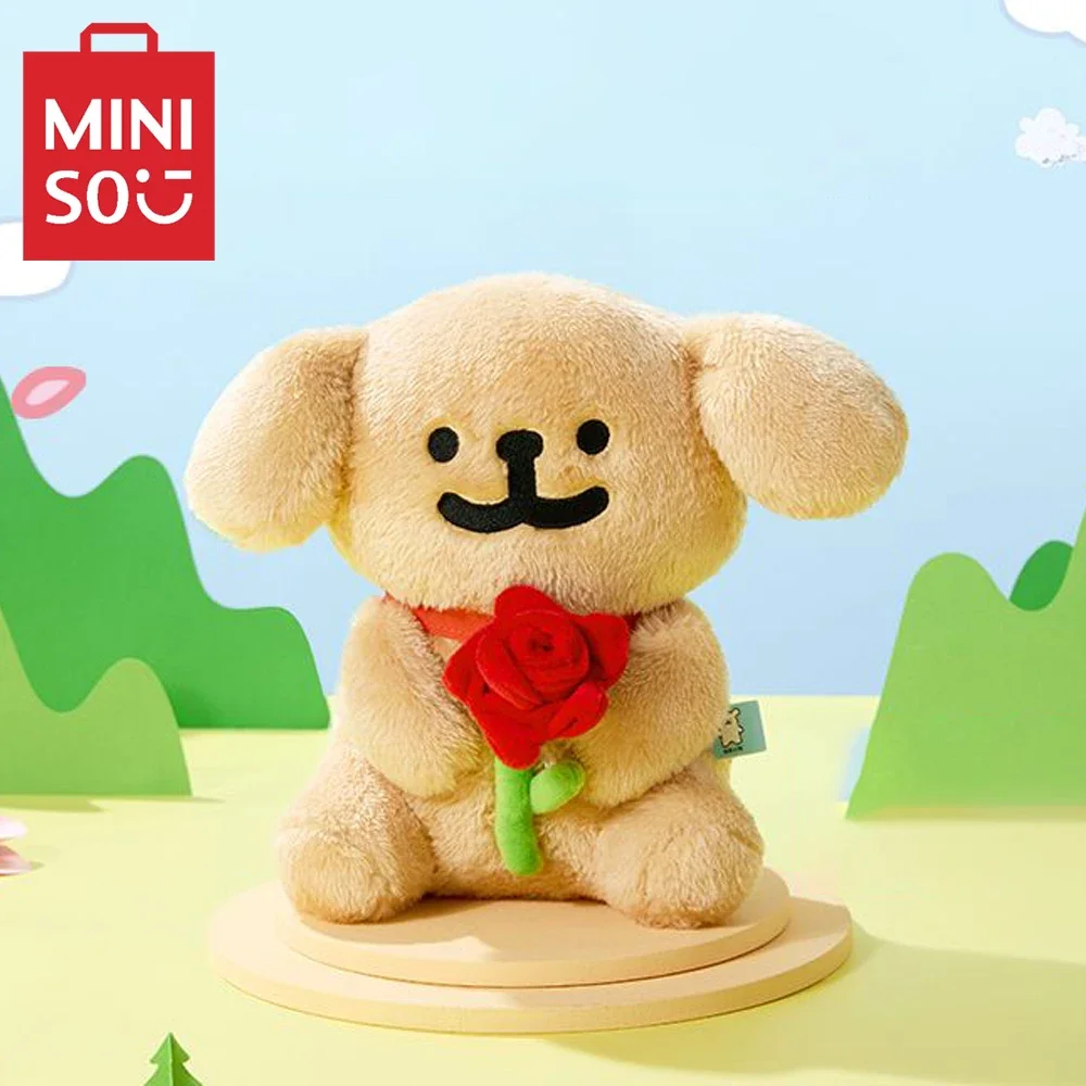 MINISO 앉아있는 자세 Maltese Rose 시리즈 봉제 인형 장난감, 애니메이션 만화 귀여운 봉제 장식 장식, 생일 선물