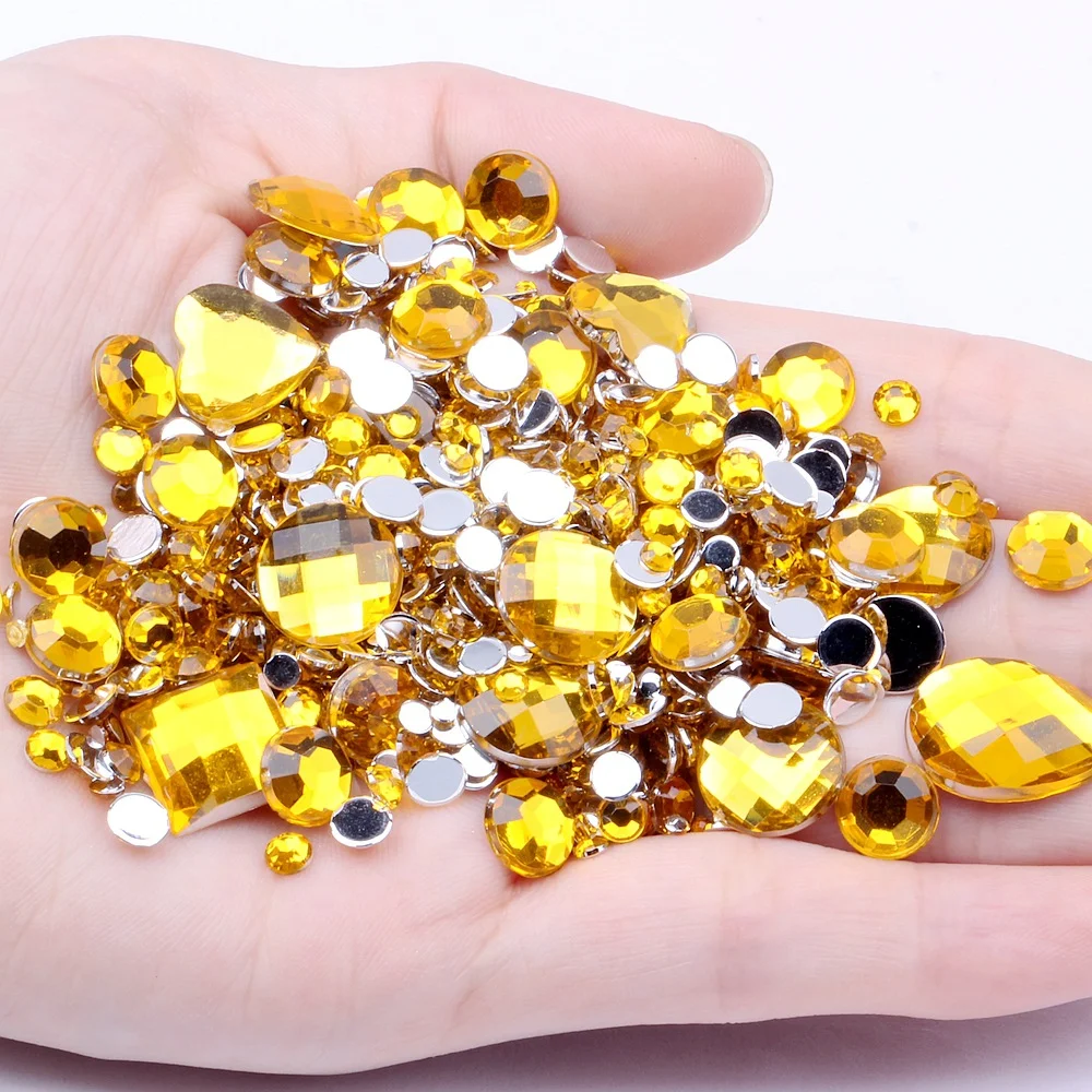 

15g About 300pcs Mixed Shape Sizes Acrylic Rhinestones 3D Nail Art Rhinestones Non Hotfix Flatback Stones Decorations MC4000