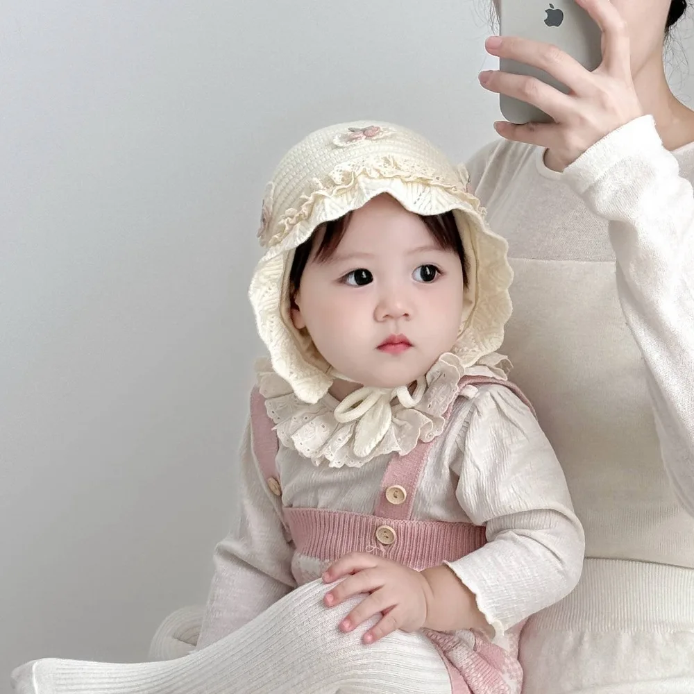 

Детская шапка осенне-зимняя, милая вязаная шерстяная шапка для девочек, теплая и ветрозащитная шапка с защитой ушей для новорожденных