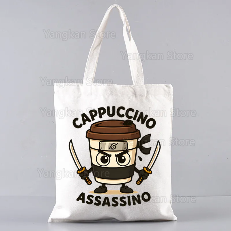 Italien Brainrot Cappuccino Ballerina Tralalero Chimpanzini Simple Women Package Elegant Canvas Bag Handbags Picnic bags