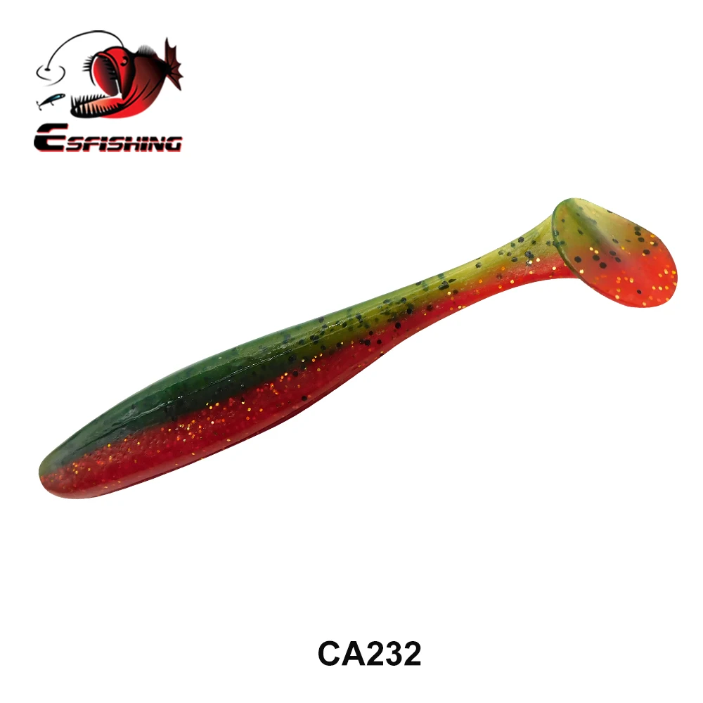 ESFISHING Angelköder ES Easy Shiner 100mm 6 Stück T-Tail Shad Plastikköder Pesca für Hecht Barsch Zander